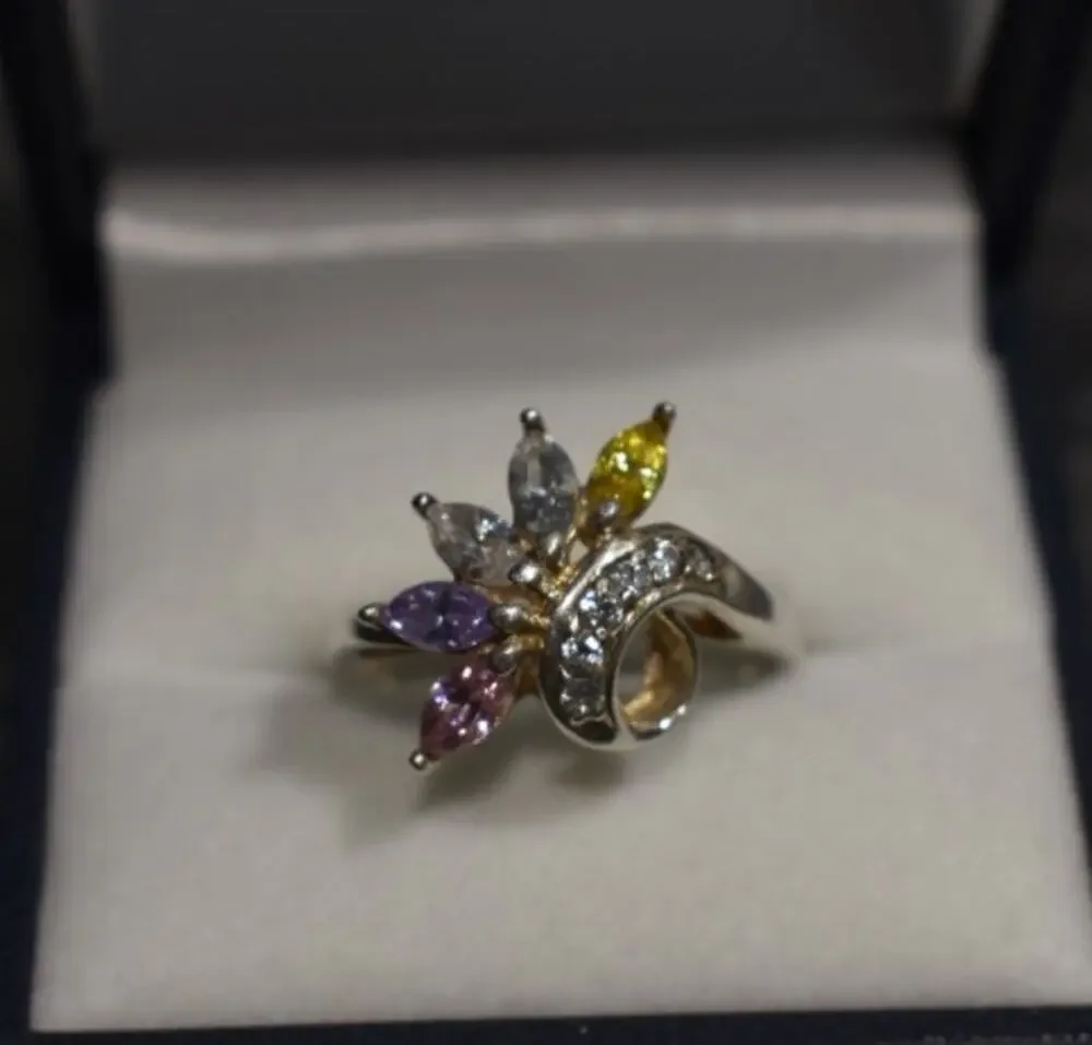 925 Sterling Silver Multicolor CZ Ring Size 9